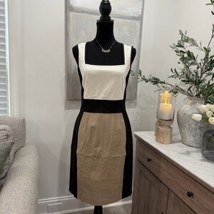 Banana Republic Sloan Black and Cream Color Block Dress